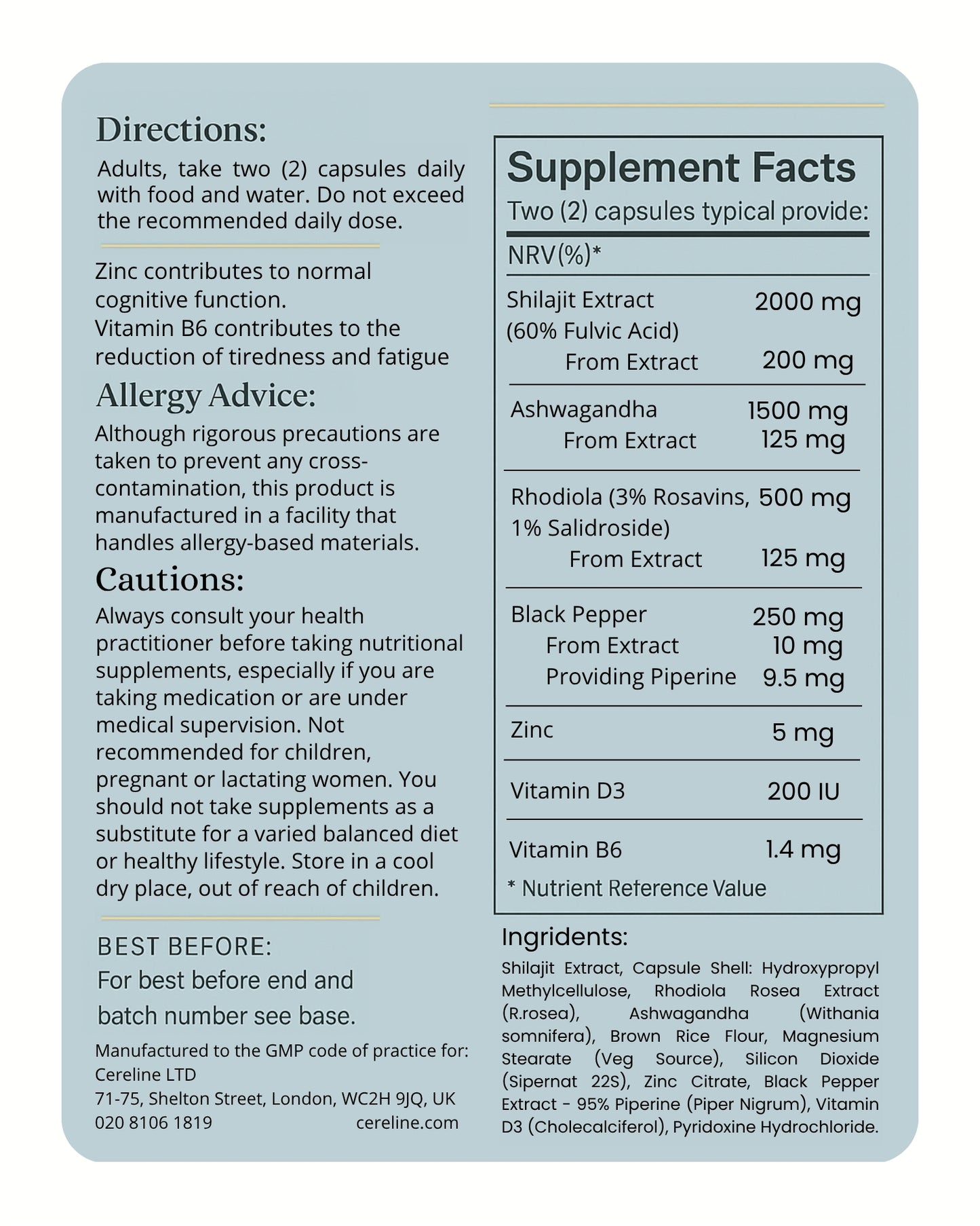 Cereline Mind & Focus Shilajit Complex