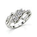 The Diagonal — Two-Stone Moissanite Ring with Open Split Shank