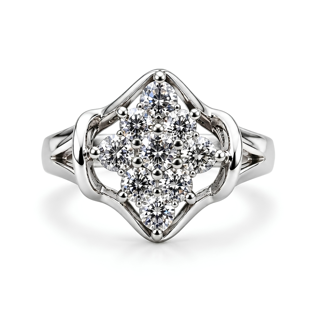 Nine Stars — Moissanite Cluster Ring in Sterling Silver