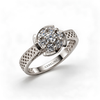 The Lattice — Seven-Stone Cluster Moissanite Ring with Pierced Band