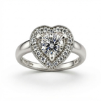 The Valentine — Heart-Cut Moissanite Ring with a Matching Halo