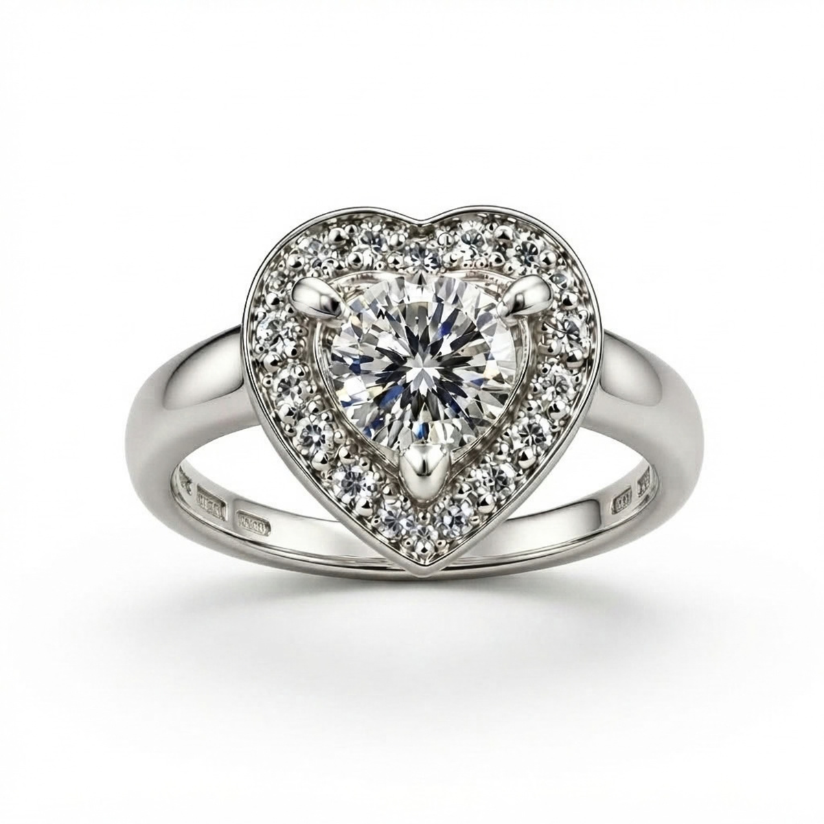 The Valentine — Heart-Cut Moissanite Ring with a Matching Halo