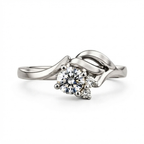 The Furl — Moissanite Ring with a Folded Ribbon Shoulder