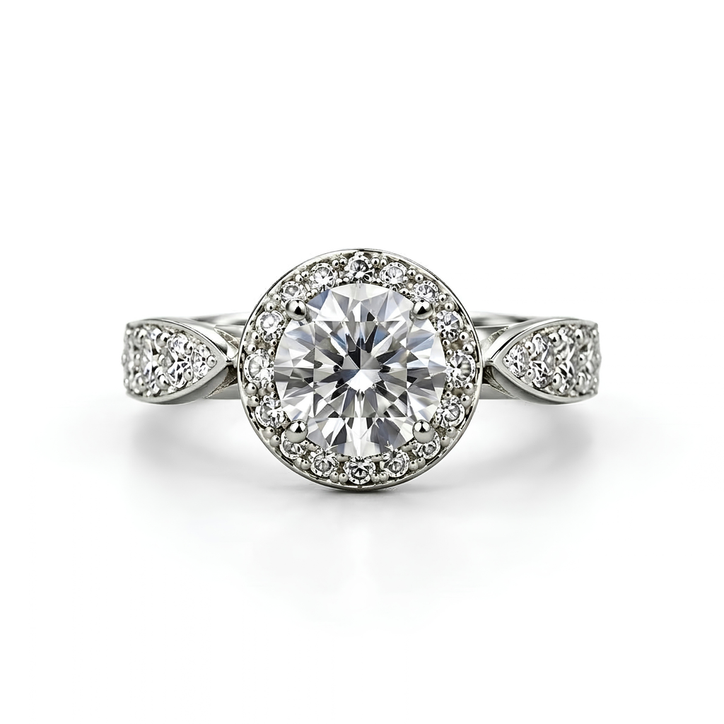 The Laurel — Framed Halo Moissanite Ring in Sterling Silver