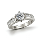 The Plinth — Six-Claw Moissanite Solitaire with Channel Shoulders