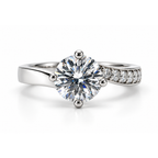 The Asymmetric — Moissanite Solitaire with One Set Shoulder