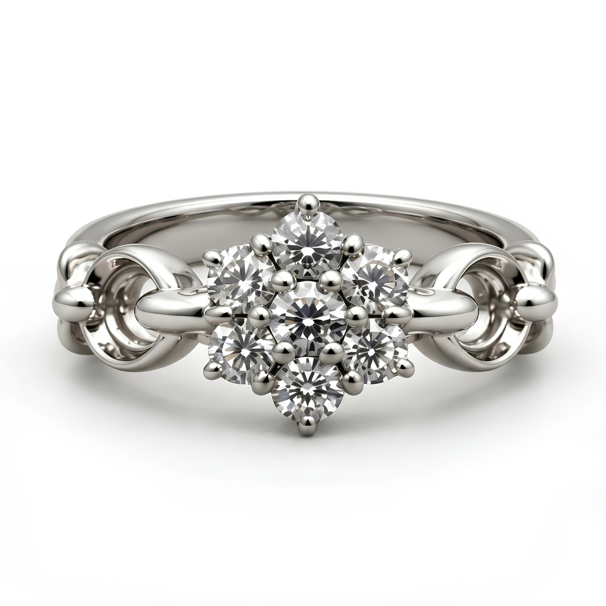 The Link — Seven-Stone Moissanite Cluster on a Chain Band