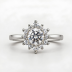 The Corona — Moissanite Ring with a Pointed Halo