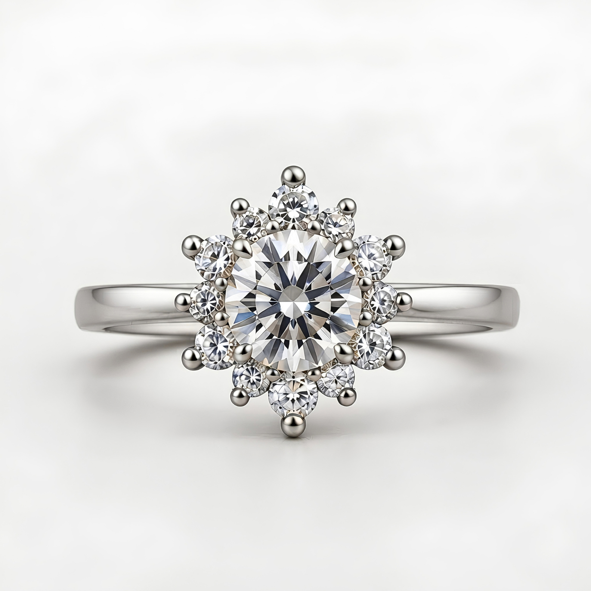 The Corona — Moissanite Ring with a Pointed Halo