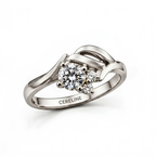 The Furl — Moissanite Ring with a Folded Ribbon Shoulder