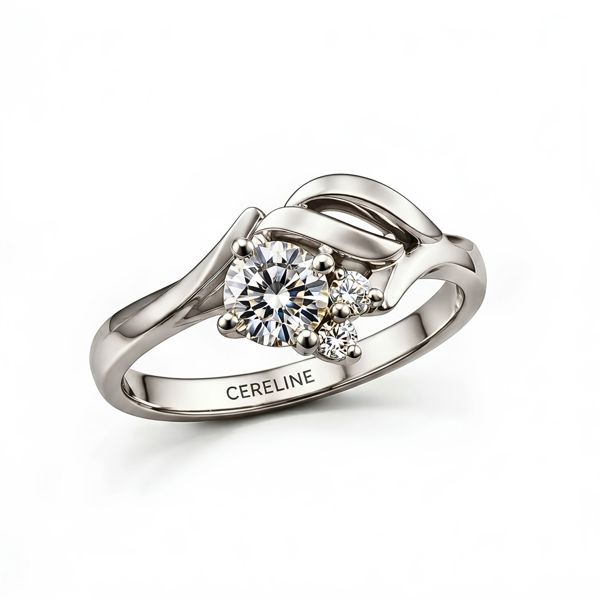 The Furl — Moissanite Ring with a Folded Ribbon Shoulder