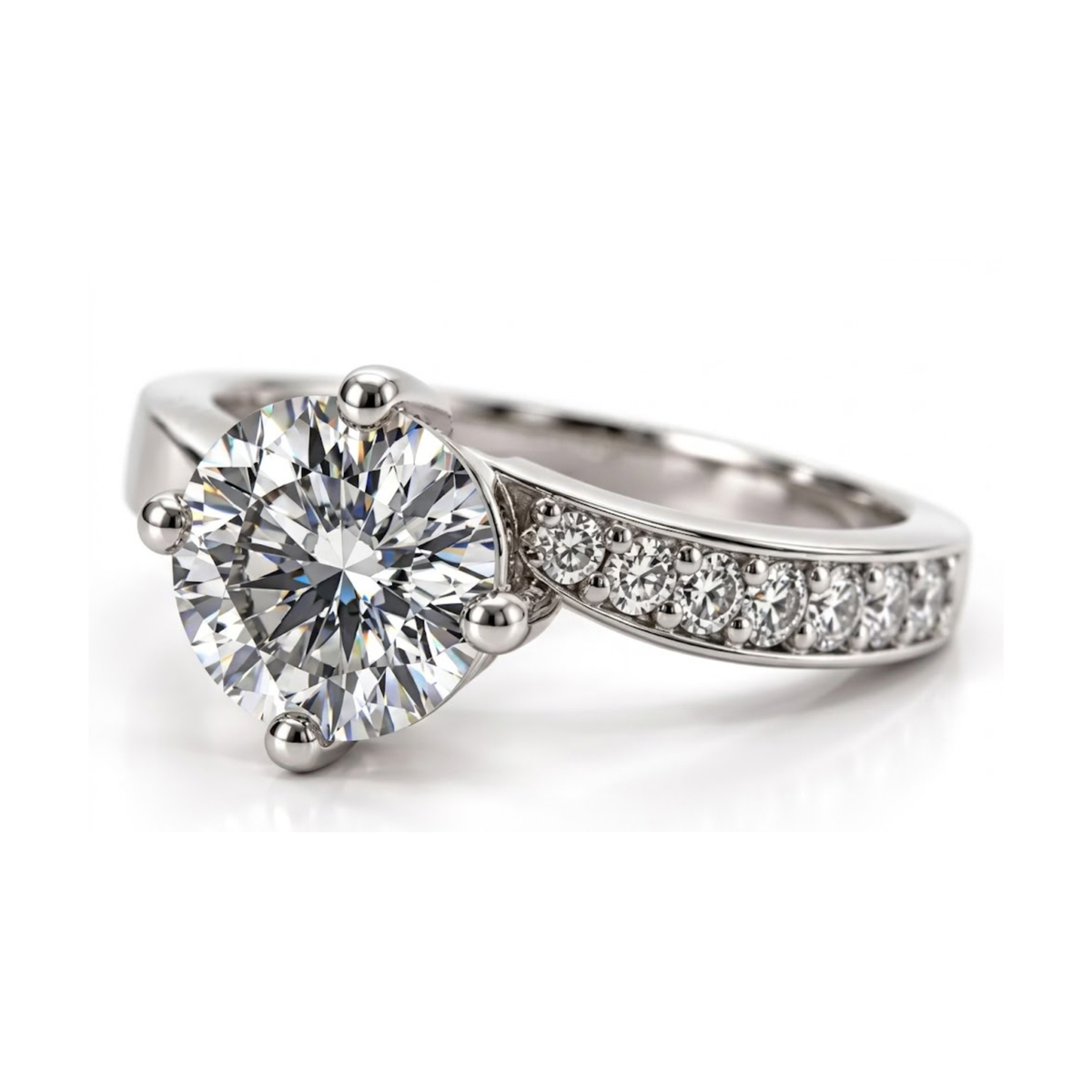 The Asymmetric — Moissanite Solitaire with One Set Shoulder