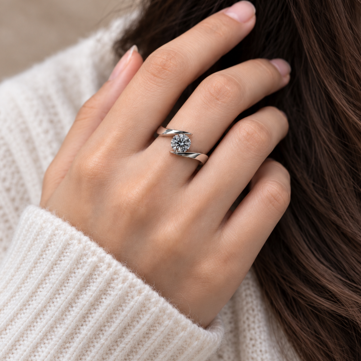 Brilliance in Every Turn — 1ct GRA Certified Moissanite Ring in Sterling Silver