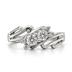 The Diagonal — Two-Stone Moissanite Ring with Open Split Shank