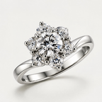 Wildflower — Seven Stone Cluster Moissanite Ring in Sterling Silver