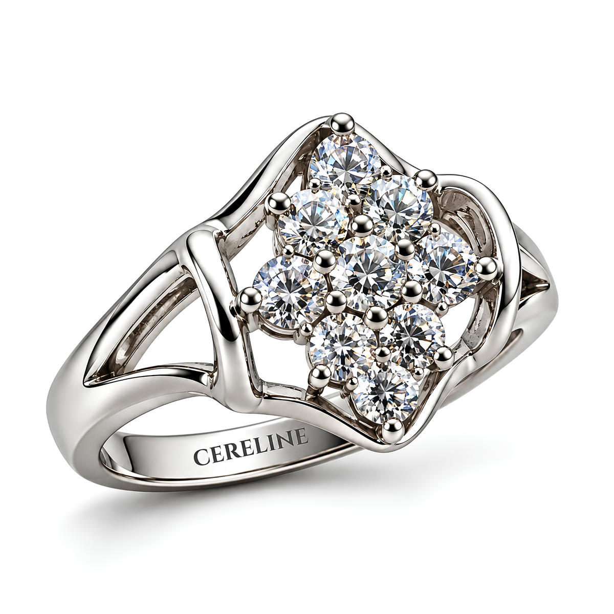 Nine Stars — Moissanite Cluster Ring in Sterling Silver