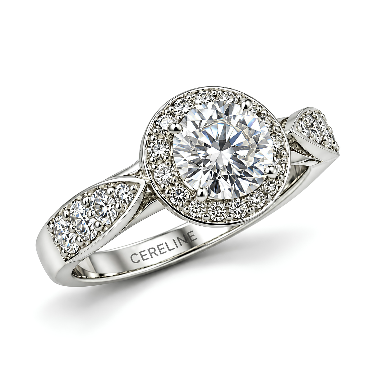 The Laurel — Framed Halo Moissanite Ring in Sterling Silver