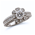 The Marguerite — Floral Halo Moissanite Ring in Sterling Silver