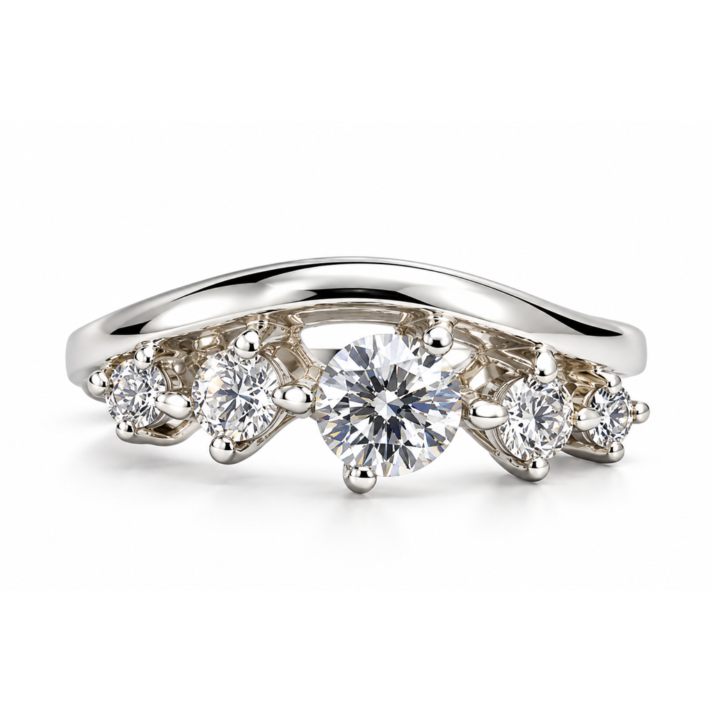 Cadence — Five Stone Graduated Moissanite Ring in Sterling Silver