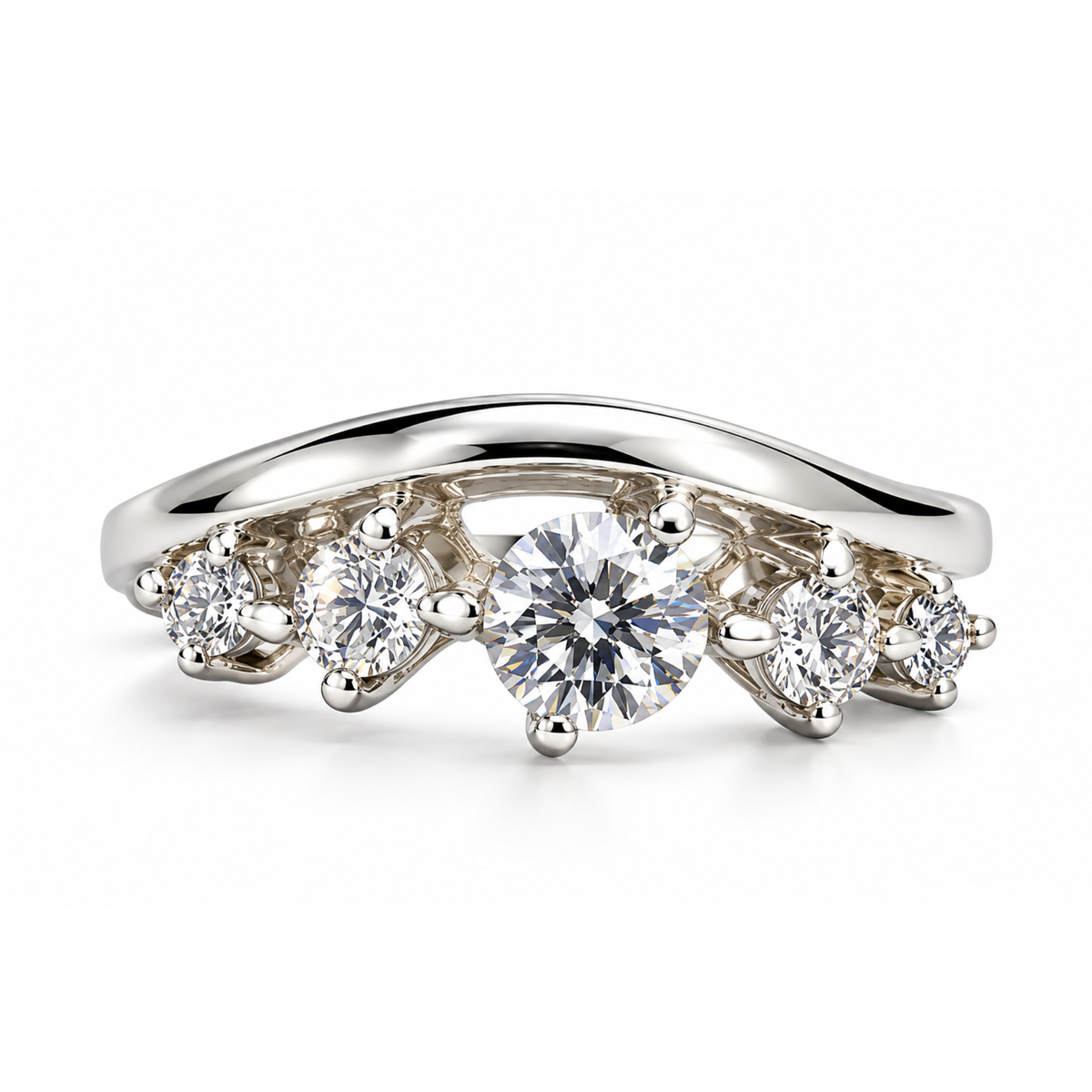 Cadence — Five Stone Graduated Moissanite Ring in Sterling Silver