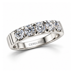 The Meridian — Five-Stone Half Band with Grooved Shoulders Moissanite Ring