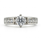 The Plinth — Six-Claw Moissanite Solitaire with Channel Shoulders