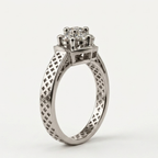 The Lattice — Seven-Stone Cluster Moissanite Ring with Pierced Band