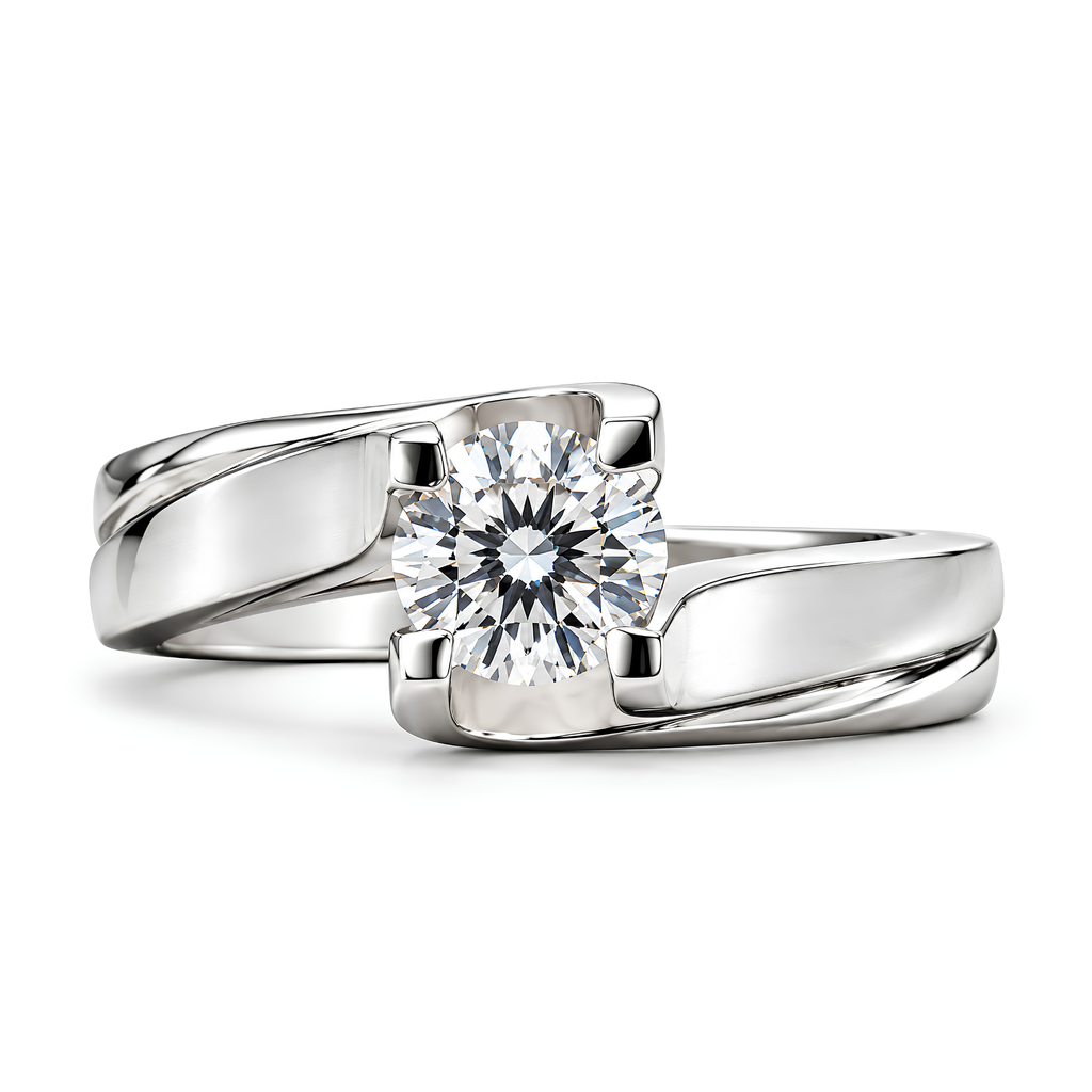 The Cantilever — Modern Solitaire Moissanite Ring in Sterling Silver