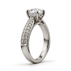 The Double Rank — Four-Claw Moissanite Solitaire with Twin Bead-Set Rows