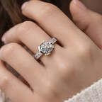 The Lattice — Seven-Stone Cluster Moissanite Ring with Pierced Band
