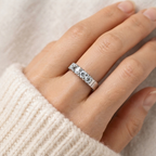 The Meridian — Five-Stone Half Band with Grooved Shoulders Moissanite Ring