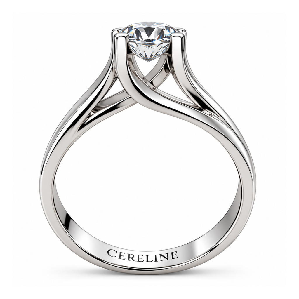 The Cantilever — Modern Solitaire Moissanite Ring in Sterling Silver
