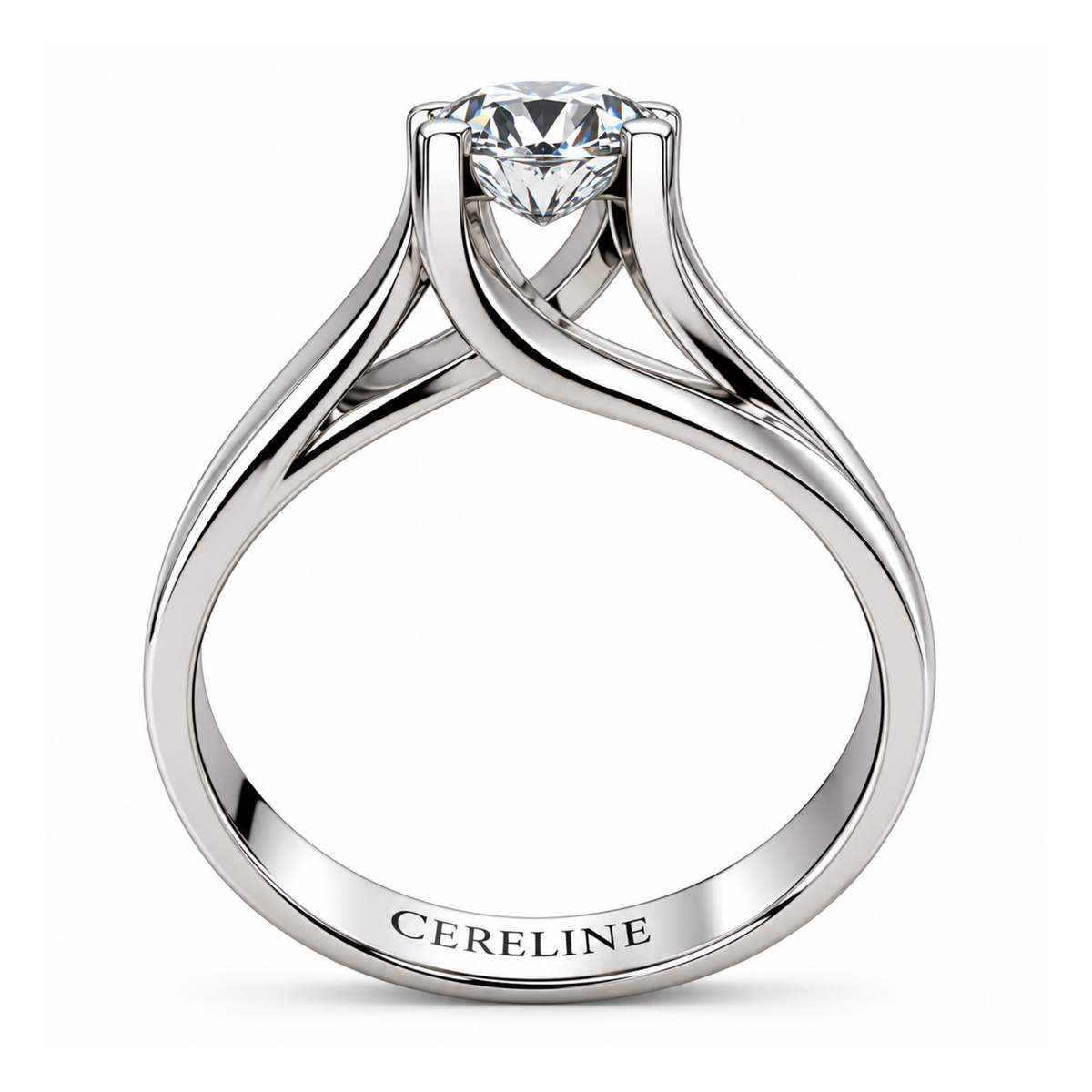 The Cantilever — Modern Solitaire Moissanite Ring in Sterling Silver