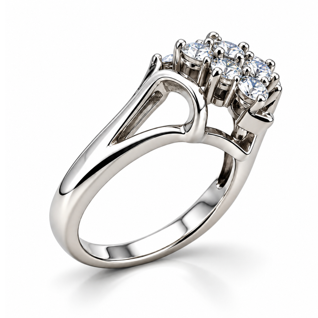 Nine Stars — Moissanite Cluster Ring in Sterling Silver