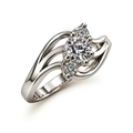 Aurelia Three-Stone Bypass Moissanite  Ring — Round Brilliant Swirl Engagement Ring
