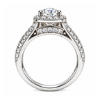 The Trellis — Cushion Halo Moissanite Ring with Woven Band