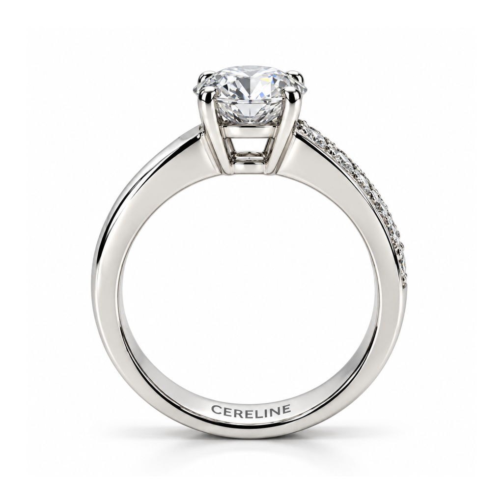 The Asymmetric — Moissanite Solitaire with One Set Shoulder