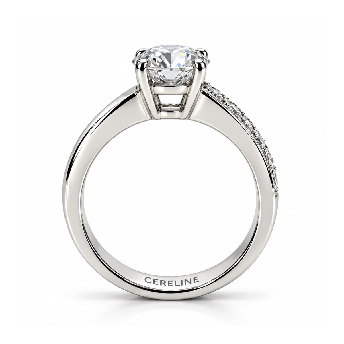 The Asymmetric — Moissanite Solitaire with One Set Shoulder