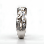 The Meander — Greek Key Crossover Moissanite Ring in Sterling Silver