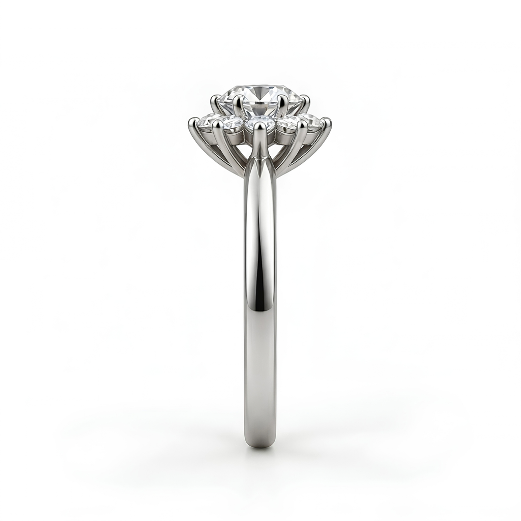The Corona — Moissanite Ring with a Pointed Halo