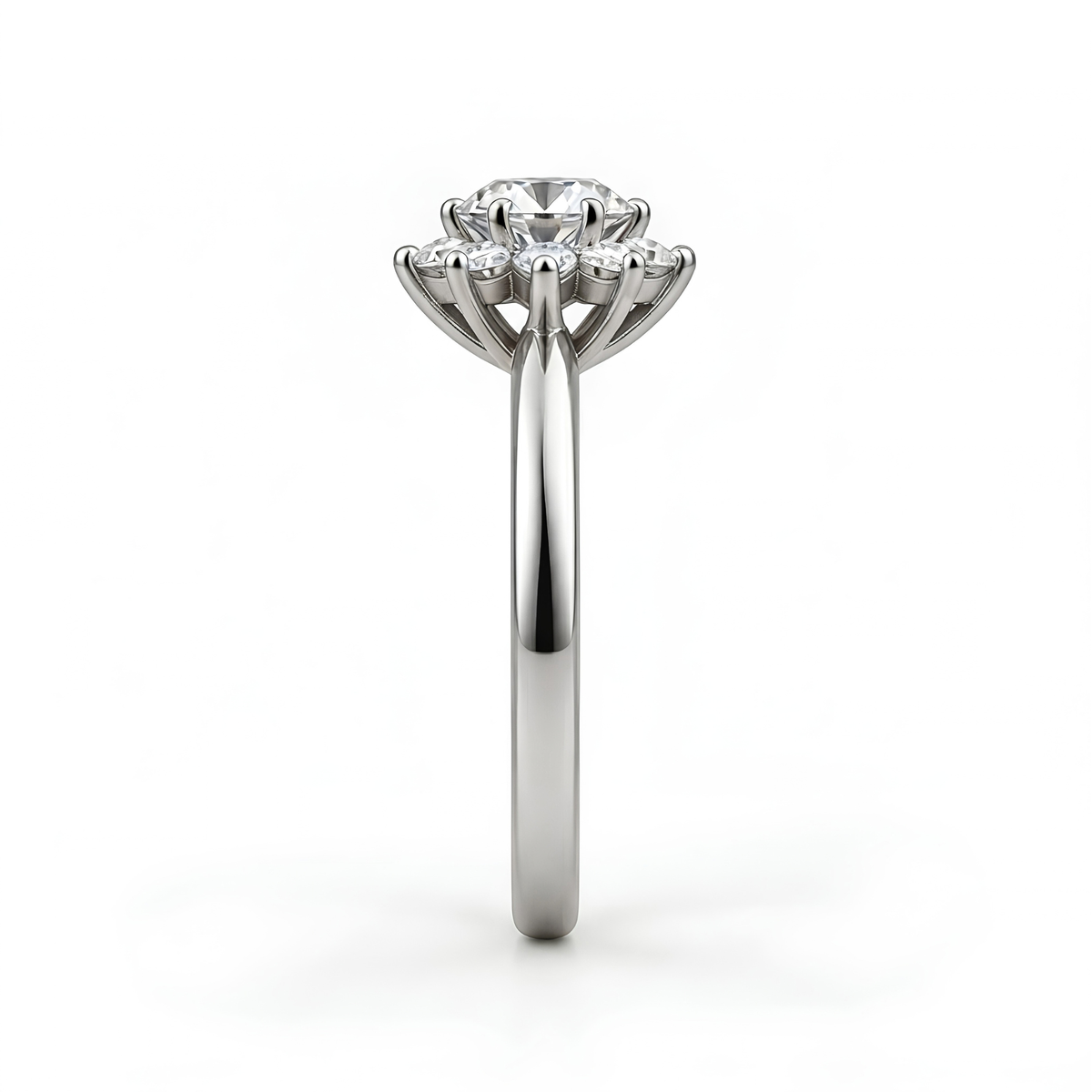 The Corona — Moissanite Ring with a Pointed Halo