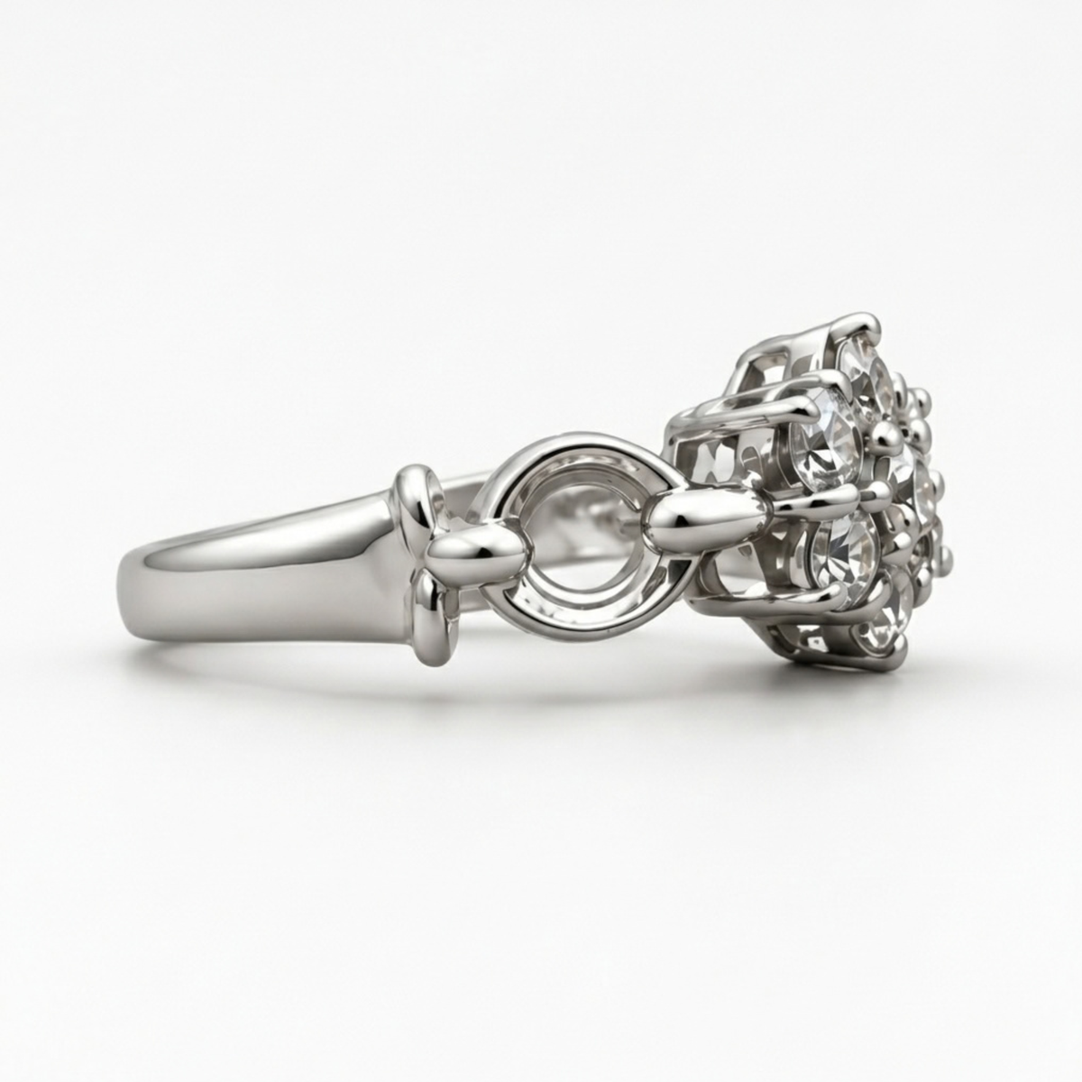 The Link — Seven-Stone Moissanite Cluster on a Chain Band