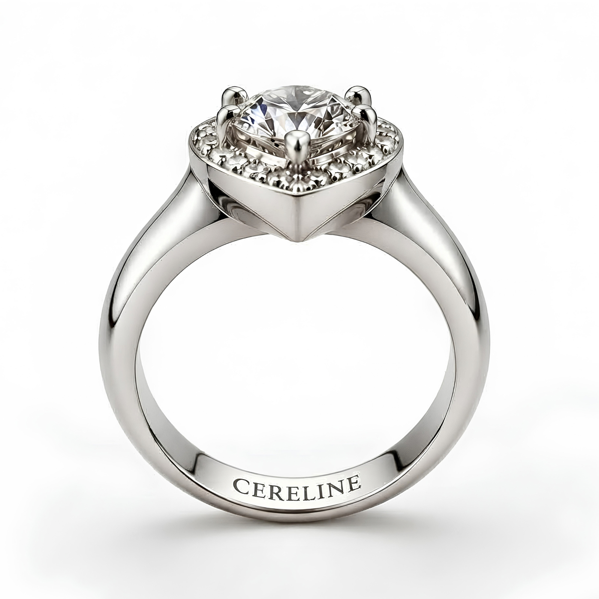 The Valentine — Heart-Cut Moissanite Ring with a Matching Halo