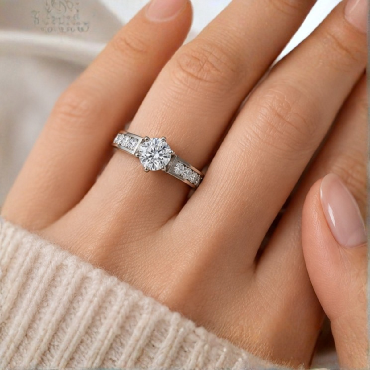 The Plinth — Six-Claw Moissanite Solitaire with Channel Shoulders