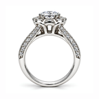 The Marguerite — Floral Halo Moissanite Ring in Sterling Silver