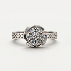 The Lattice — Seven-Stone Cluster Moissanite Ring with Pierced Band