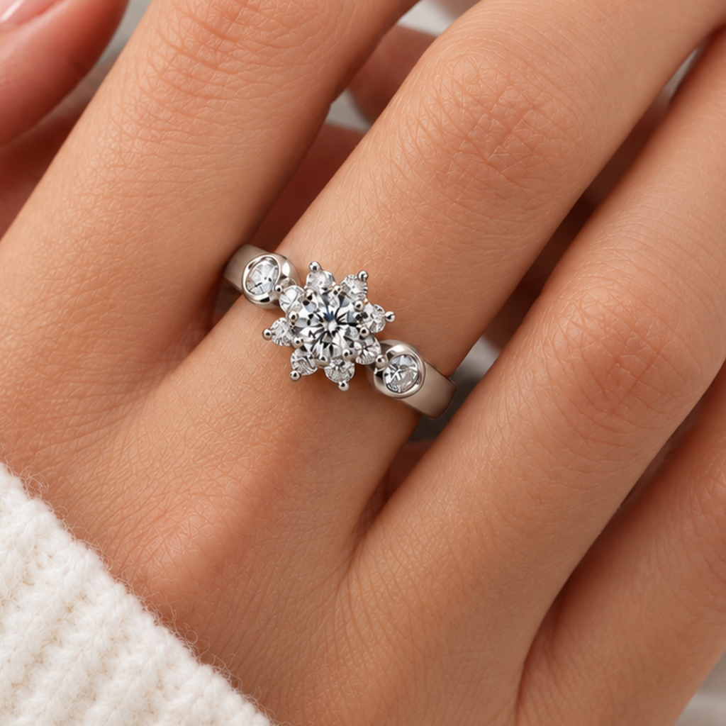 The Bloom — Eight-Petal Moissanite Flower Moissanite Ring