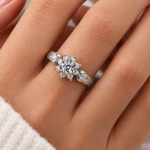The Bloom — Eight-Petal Moissanite Flower Moissanite Ring