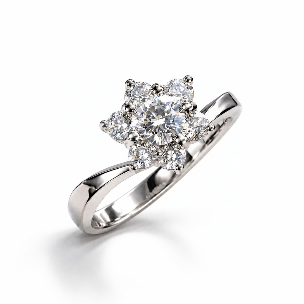 Wildflower — Seven Stone Cluster Moissanite Ring in Sterling Silver