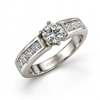 The Plinth — Six-Claw Moissanite Solitaire with Channel Shoulders